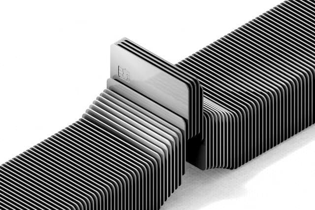 a row of credit cards
