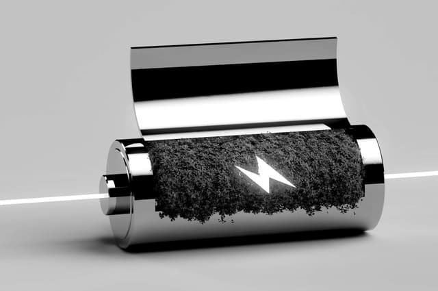 Battery with a lightning symbol partially filled with green foliage