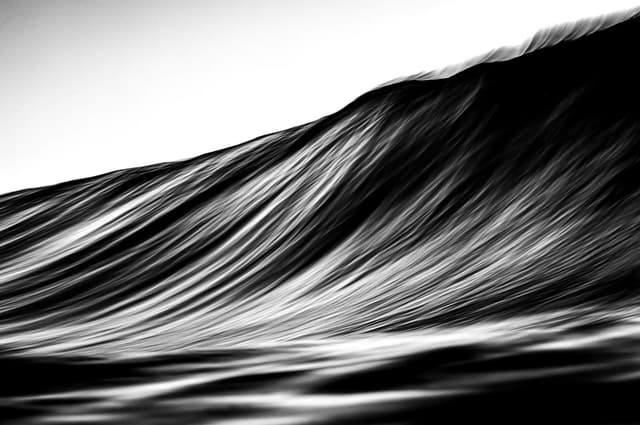 slow shutter of wave rising on oceans surface
